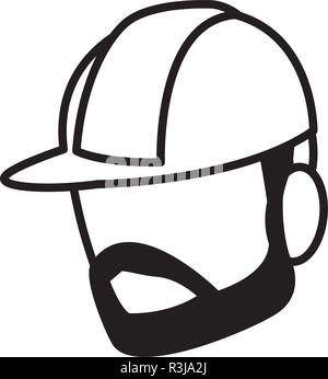 builder with safety helmet over white background, vector illustration Stock Vector