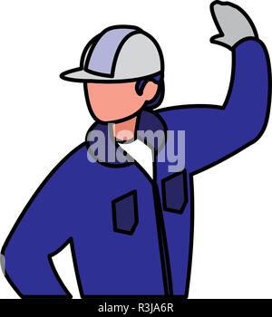 builder with safety helmet over white background, vector illustration Stock Vector