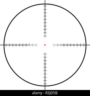 Collimator sight icon with red aim dot Stock Vector