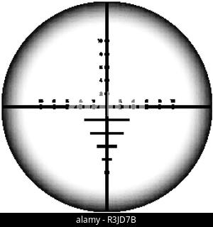 Military sniper rifle scope collimator sight icon Stock Vector