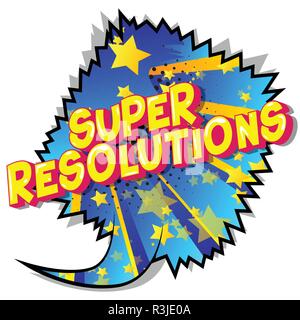 Super Resolution - Vector illustrated comic book style phrase on abstract background. Stock Vector