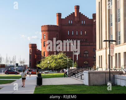 MADISON, WISCONSIN - MAY 07, 2018: Student activity at the Library Mall park at the University of Wisconsin. Stock Photo