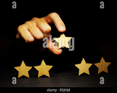 Increase rating. Assessment of business with five stars. Stock Photo