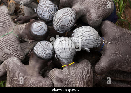 Surma men, Ethiopia Stock Photo