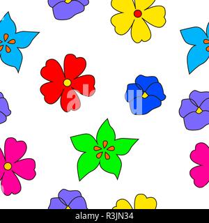 Seamless patterns of blooming flowers isolated on a white background. Stock Vector