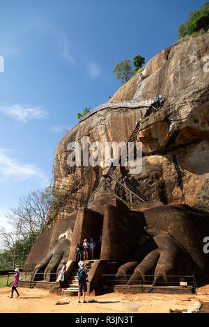 Steps to the citadel at Sigiriya in Sri Lanka. Stock Photo