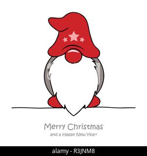 cute christmas dwarf with red cap christmas cartoon vector illustration EPS10 Stock Vector