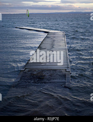 Jetty on the Marine Lake, West Kirby, Wirral Stock Photo