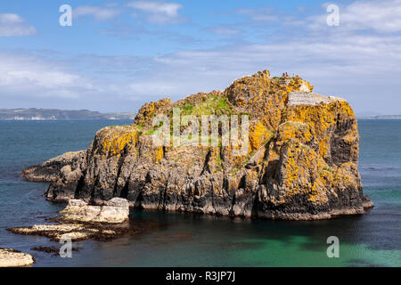 Small island off the Antrim coast of Northern Ireland Stock Photo
