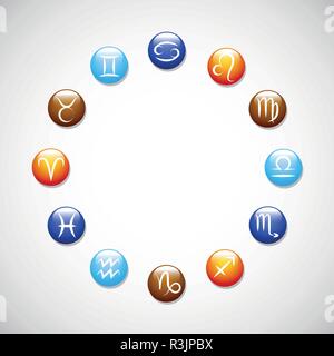 zodiac sign set circle vector illustration EPS10 Stock Vector