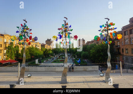 Yerevan Cascade Complex Centered Multi Colored Three Art Trees Stock Photo
