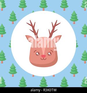 christmas deer over colorful background, vector illustration Stock Vector