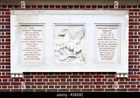 The Niblett Pegasus (1932 - moved 1992) Inner Temple, London, England, UK. Stock Photo