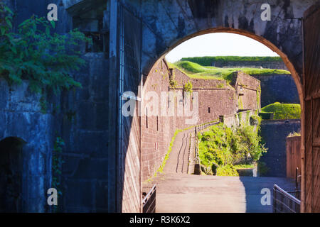 Walls of Belfort fortress viewed through gateway Stock Photo