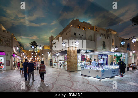 UAE, Western Dubai. Ibn Battuta Shopping Mall built with six courts representing voyages by 14th century Arab explorer, Ibn Battuta. Mall interior Stock Photo