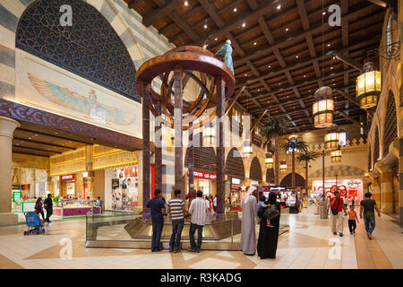 UAE, Western Dubai. Ibn Battuta Shopping Mall built with six courts representing voyages by 14th century Arab explorer, Ibn Battuta. Egyptian Court Stock Photo