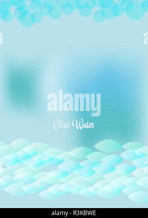 Soft waves and fishes create light bubbles in the clear water Stock Vector