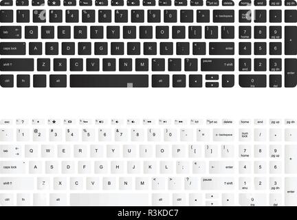 Computer keyboard vector isolated illustration. Black and white version Stock Vector