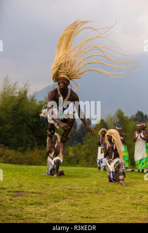 Africa. Rwanda. Traditional Intore dancers near Volcanoes National Park, site of the largest remaining group of mountain gorillas in the world. Stock Photo