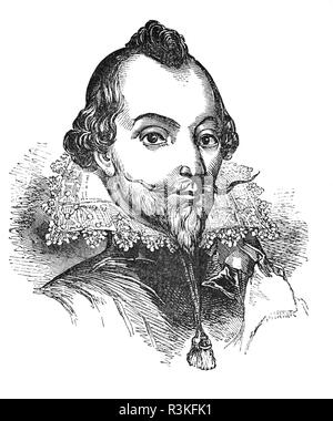 William Drummond (1585-1649), called 'of Hawthornden', was a Scottish poet born at Hawthornden Castle, Midlothian, Scotland. His most important works are the Cypresse Grove, an essay on the folly of the fear of death, that exhibits great wealth of illustration, and an extraordinary command of musical English. It manifests no characteristic Scottish element, but owes its birth and inspiration rather to the English and Italian masters. He was essentially a follower of Spenser, but, amid all his sensuousness, and even in those lines most conspicuously beautiful, there is a dash of melancholy. Stock Photo