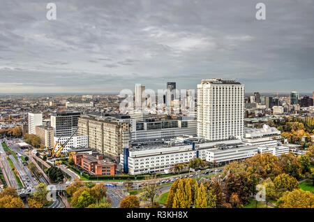 Rotterdam, The Netherlands, November 12, 2018: aerial view of the Erasmus MC hospital and university campus and surroundings in autumn Stock Photo