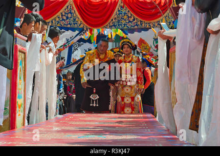 Tibetan wedding ceremony, Jinchuan County, Sichuan Province, China Stock Photo