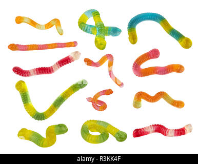 colorful neon gummy candies isolaten on white background Stock Photo
