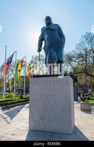 The statue of Winston Churchill in Parliament Square, London, is a bronze sculpture of the former British Prime Minister Winston Churchill, created by Stock Photo