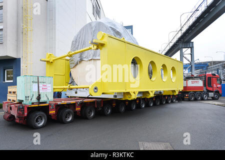 Pilsen, Czech Republic. 23rd Nov, 2018. Doosan Skoda Power engineering company prepares transport of 150 MW steam turbine to Nigeria, Pilsen, Czech Republic, on Friday, November 23, 2018. Credit: Miroslav Chaloupka/CTK Photo/Alamy Live News Stock Photo