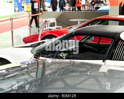 Milan, Lombardy Italy - November 23 , 2018 - Detail of Ferrari steering wheel at Autoclassica Milano 2018 edition at Fiera Milano Rho Credit: Armando Borges/Alamy Live News Stock Photo