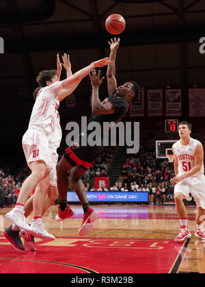 Piscataway, New Jersey, USA. 23rd Nov, 2018. Rutgers Scarlet Knights guard MONTEZ MATHIS (23) drives to the basket against the Boston University Terriers in a game at the Rutgers Athletic Center. Credit: Joel Plummer/ZUMA Wire/Alamy Live News Stock Photo