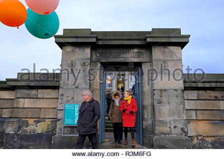Edinburgh, United Kingdom. 24th November, 2018.  Visitors on the opening day of the City Observatory on Calton Hill. Collective will open today, Join us for a first look at our new home, including the restored City Observatory and City Dome, new exhibition space The Hillside, and our new shop, Collective Matter.  Credit: Craig Brown/Alamy Live News. Stock Photo