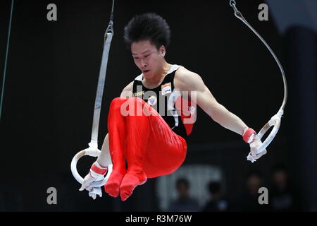 Takasaki Arena, Gunma, Japan. 23rd Nov, 2018. Fuya Maeno, NOVEMBER 23, 2018 - Artistic Gymnastics : Gymnastics Men's individual super finals, Rings at Takasaki Arena, Gunma, Japan. Credit: Sho Taura/AFLO SPORT/Alamy Live News Stock Photo