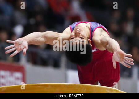 Takasaki Arena, Gunma, Japan. 23rd Nov, 2018. Kenzo Shirai, NOVEMBER 23, 2018 - Artistic Gymnastics : Gymnastics Men's individual super finals, Vault at Takasaki Arena, Gunma, Japan. Credit: Sho Taura/AFLO SPORT/Alamy Live News Stock Photo