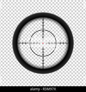 Sniper AR crosshairs icon with red target dot Stock Vector