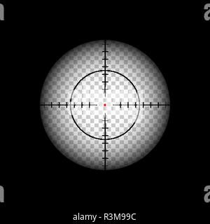 Killer aiming with sniper rifle crosshairs with red dot illustration Stock Vector