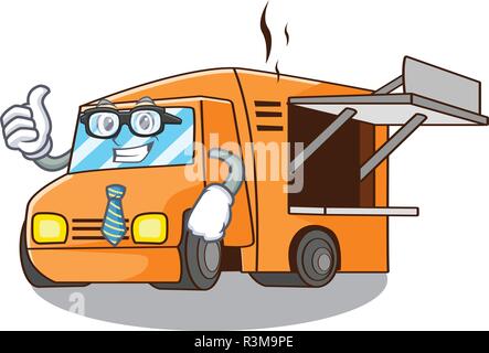 Businessman Food Truck with Isolated on mascot Stock Vector