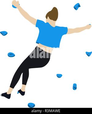 Woman climbs climbing wall Stock Vector