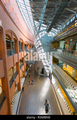 Poznan shopping centre center, view of the galleried interior of the Stary Browar shopping mall in the city of Poznan, Poland. Stock Photo
