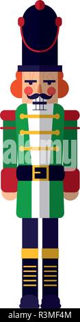 chritsmas soldier nutcracker icon over white background, colorful design, vector illustration Stock Vector