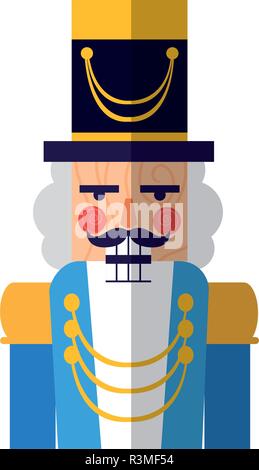 chritsmas soldier nutcracker icon over white background, colorful design, vector illustration Stock Vector