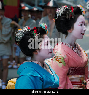 Geisha in parade during Kyoto Gion Matsuri, Kyoto, Japan Stock Photo