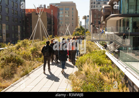 The High Line an urban park on a old elevated railway line, Chelsea, New York City, United States of America.