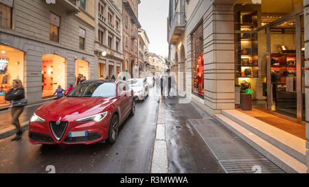 Milan, November 2018: Shopping Street Via Monte Napoleone, in the fashion and design capital of the world, on November 2018 in Milan, Italy, Europe Stock Photo