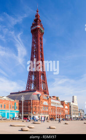 Blackpool tower ballroom and seafront promenade with pebble sculpture arrangement Blackpool Promenade Blackpool Lancashire England GB UK Europe Stock Photo