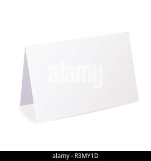 Realistic blank folded paper card isolated on white background - vector Stock Vector