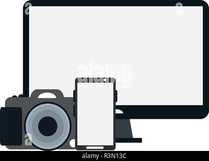 Smartphone and smartwatch with apps Stock Vector