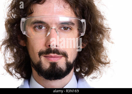 Close up of handsome man doctor wearing safety glasses Stock Photo