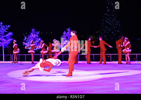 Orlando, Florida. November 17, 2018. Professional figure skaters performing at Christmas on Ice Show in International Drive area. Stock Photo