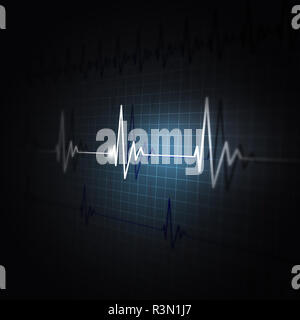 heart pulsating ecg rhythm graph dark background Stock Photo - Alamy